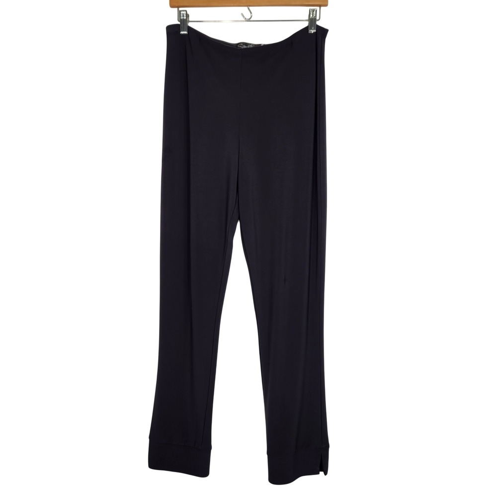 Sympli Tapered Leg Pants 8 Split Hem Pull On Elastic Waist Gray Slinky Travel
